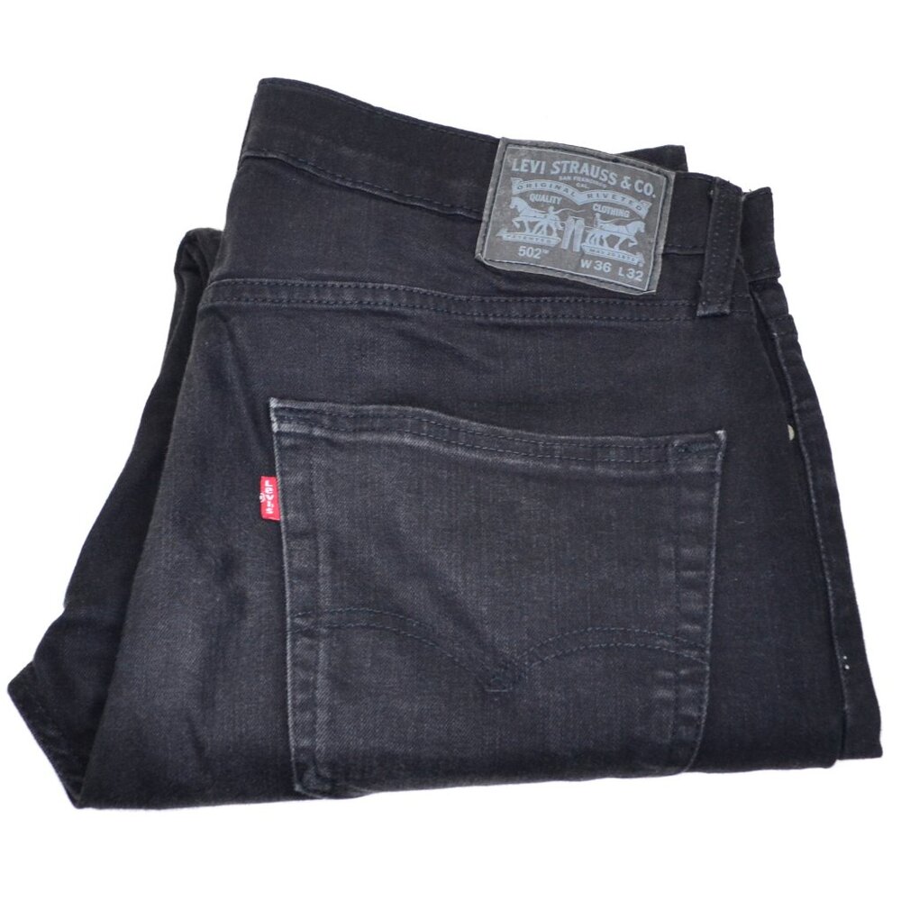 Levi's 502 Men's Size W36 L32 Black Straight Fit Denim Jeans